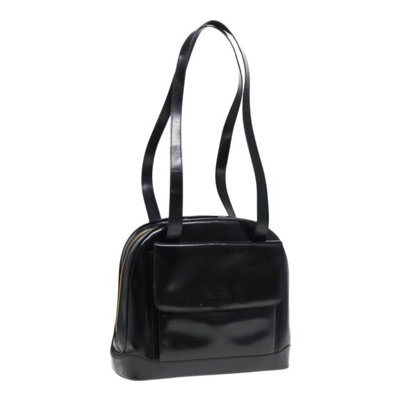 GUCCI Shoulder Bag Patent leather Black Gold 001 2214 1649 Auth 92605 - Picture 1 of 15